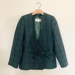 Vintage Hunter Green Window Pane Wool Coat